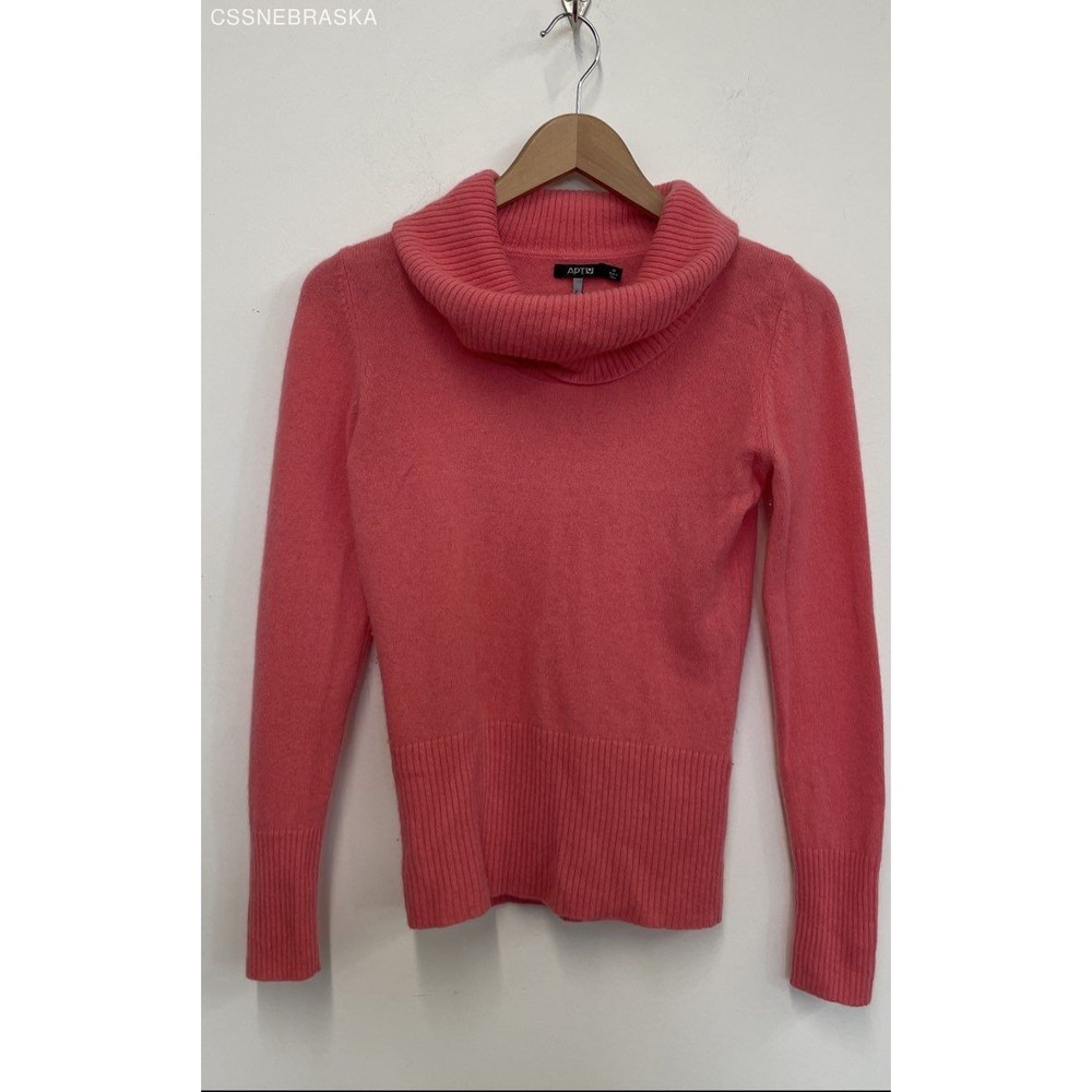 APT 9 Pink 100% Cashmere Pink‎ Turtle Stretch Sweater Size Medium